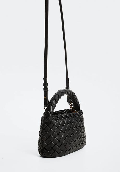 MANGO - Braided bag gabi - black