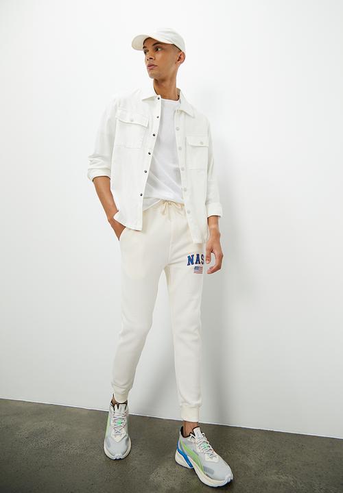 Superbalist - Madrid slim fit nasa print sweatpants - ecru