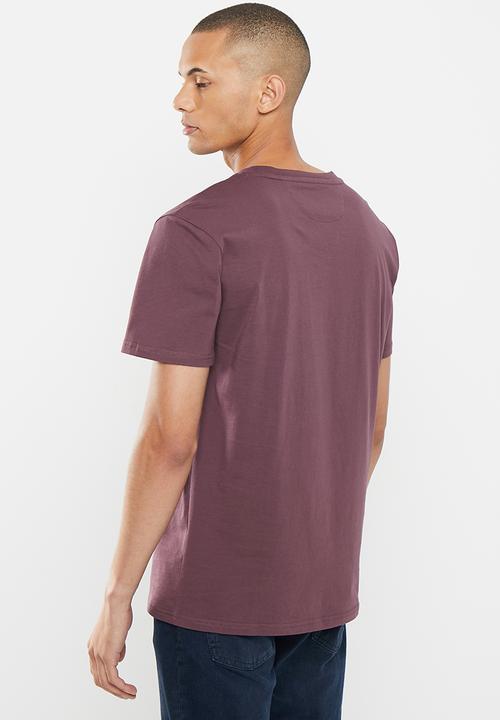 Vertigo - Mens vertigo embroidered crew tee short sleeve - egg plant