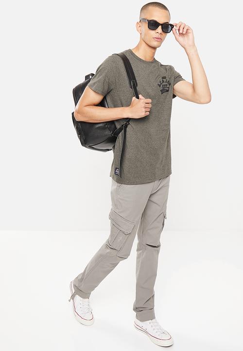 Aca Joe - Mens aca joe jasper left chest embroidered crew tee - dark grey