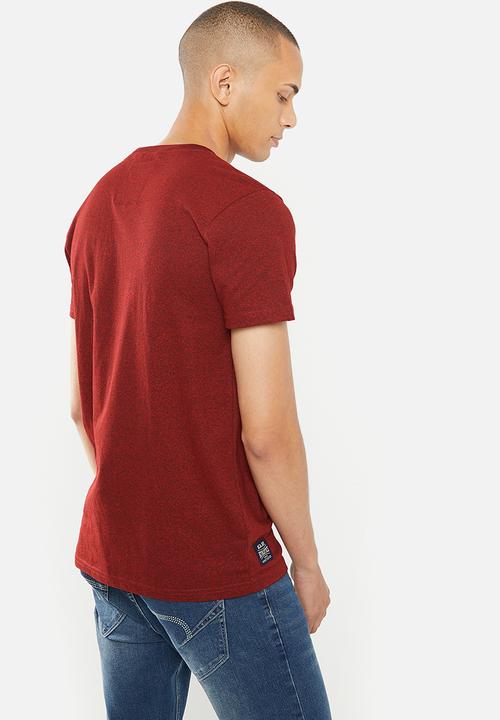 Aca Joe - Mens aca joe jasper left chest embroidered crew tee - red