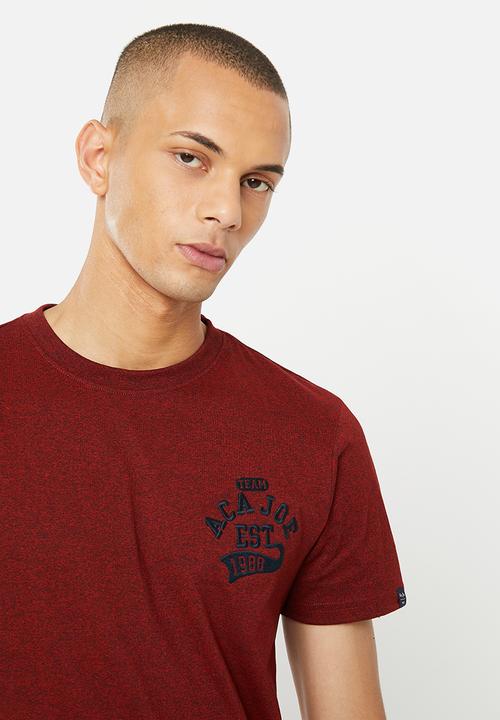 Aca Joe - Mens aca joe jasper left chest embroidered crew tee - red