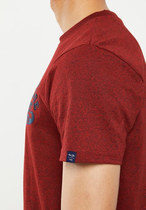 Aca Joe - Mens aca joe jasper left chest embroidered crew tee - red