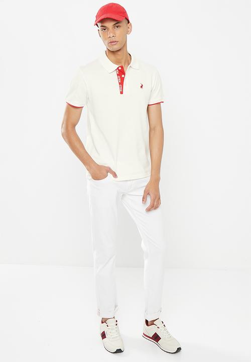 POLO - Men logo placket golfer  - white