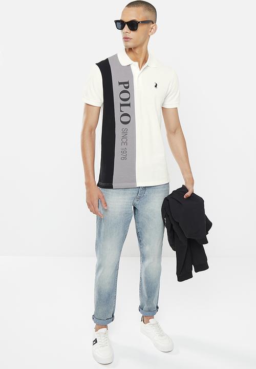 POLO - Men colourblock ss golfer - black