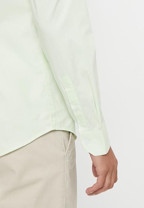 POLO - Men slim fit plain ls shirt - lt green