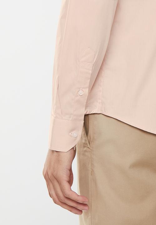 POLO - Men slim fit plain ls shirt - pink