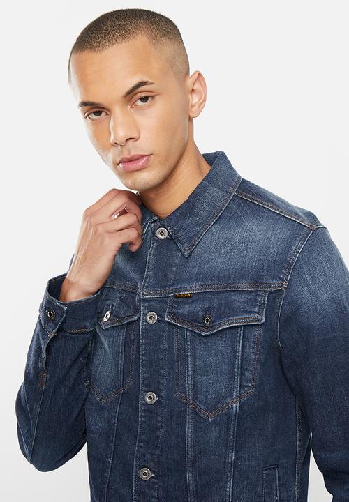 G-STAR - 3301 slim jkt hodra stretch denim - vintage dk aged
