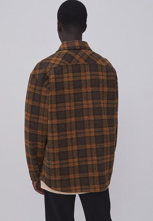 H&M - Relaxed fit overshirt - dark brown/checked