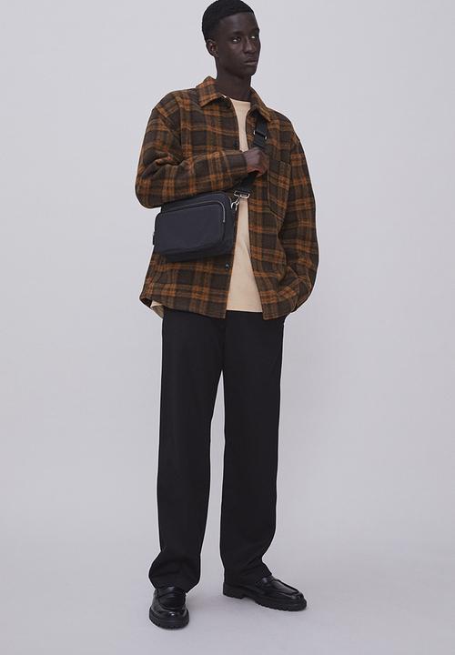 H&M - Relaxed fit overshirt - dark brown/checked