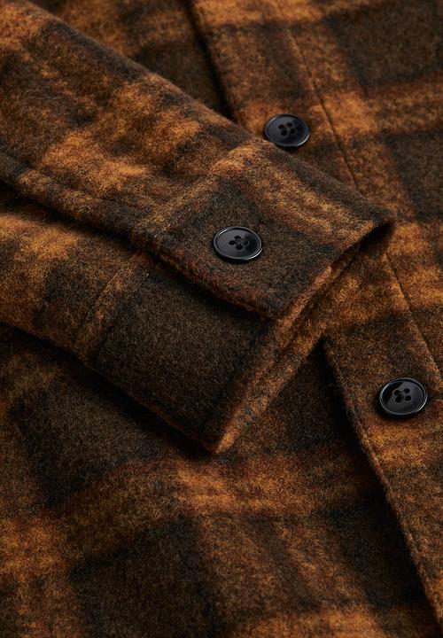H&M - Relaxed fit overshirt - dark brown/checked