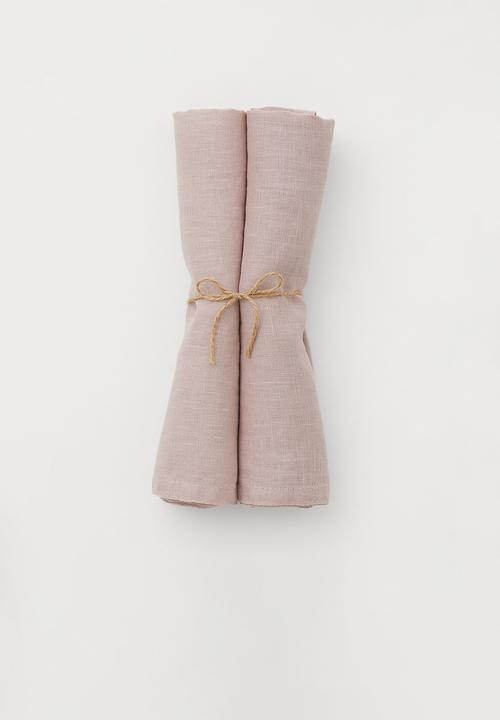 H&M - 2-pack linen napkins - pink/beige
