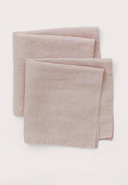 H&M - 2-pack linen napkins - pink/beige