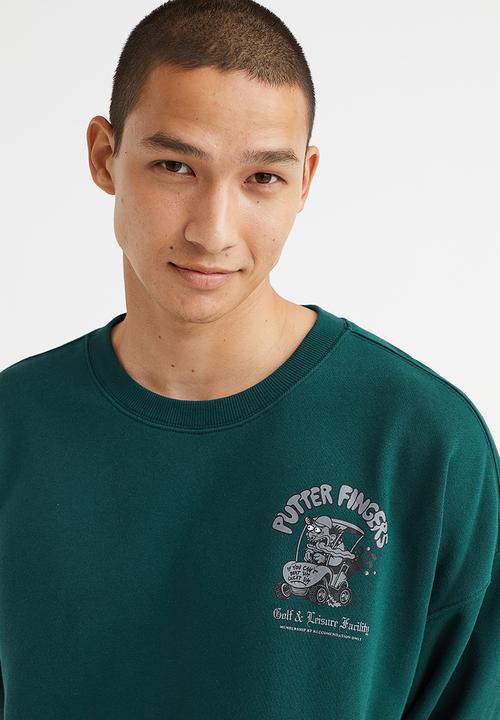 H&M - Relaxed fit sweatshirt - dark green/putter fingers