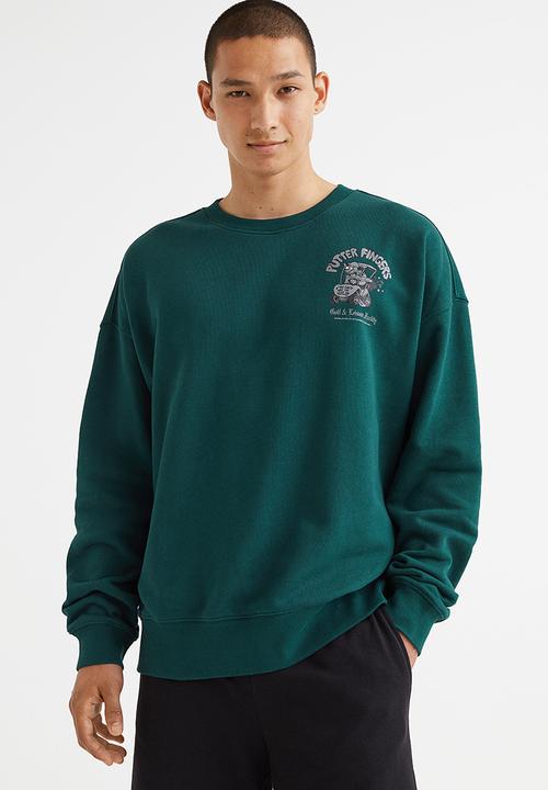 H&M - Relaxed fit sweatshirt - dark green/putter fingers