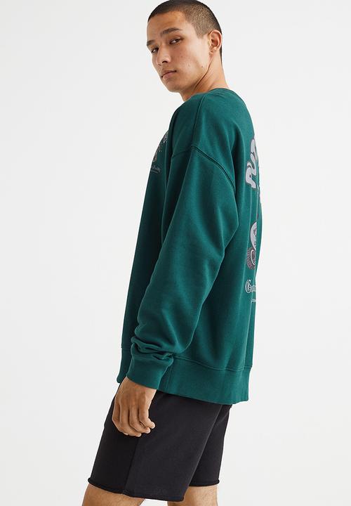 H&M - Relaxed fit sweatshirt - dark green/putter fingers