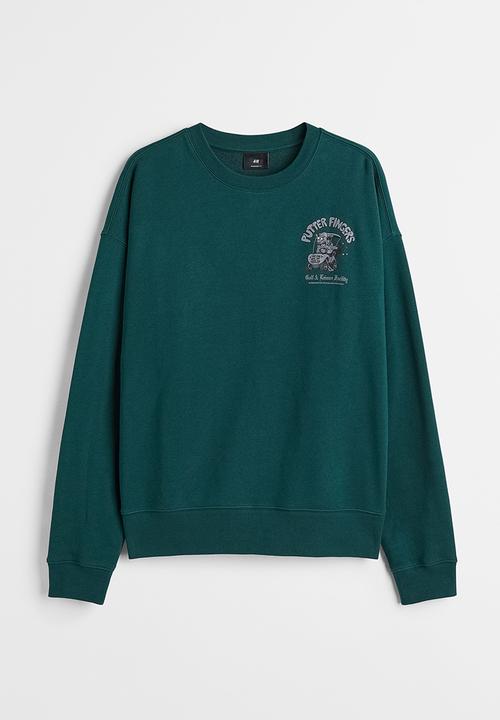 H&M - Relaxed fit sweatshirt - dark green/putter fingers