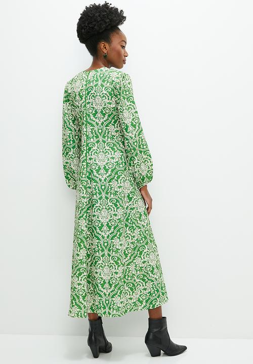 edit - Printed paneled fit and flare maxi dress - oriental floral