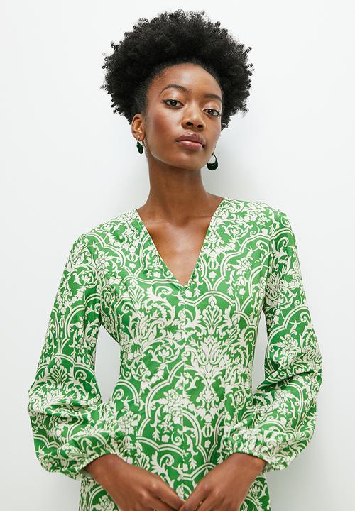 edit - Printed paneled fit and flare maxi dress - oriental floral