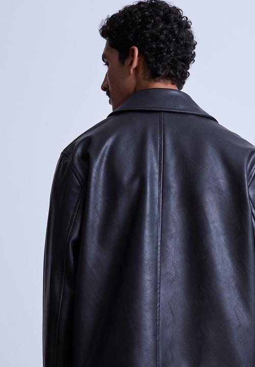 H&M - Imitation leather jacket - black
