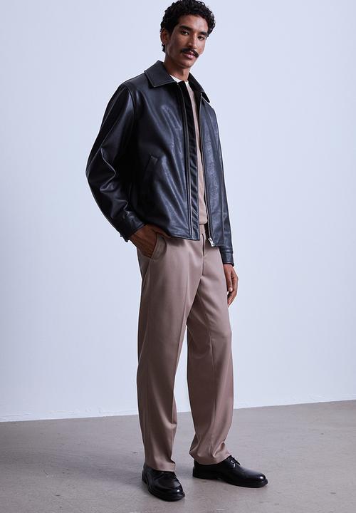 H&M - Imitation leather jacket - black