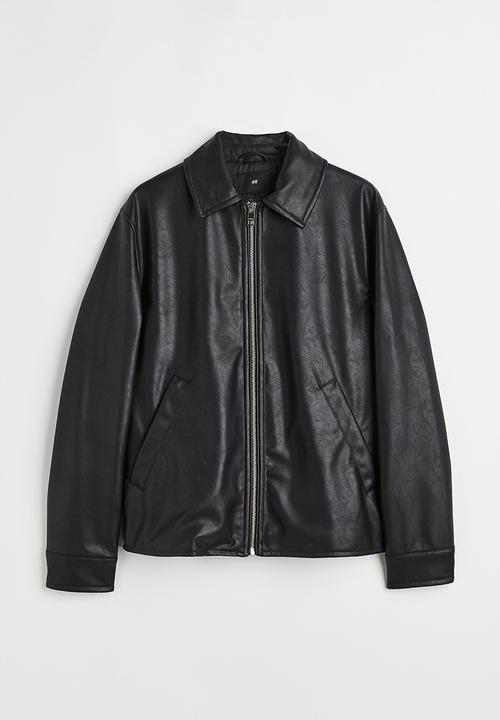 H&M - Imitation leather jacket - black