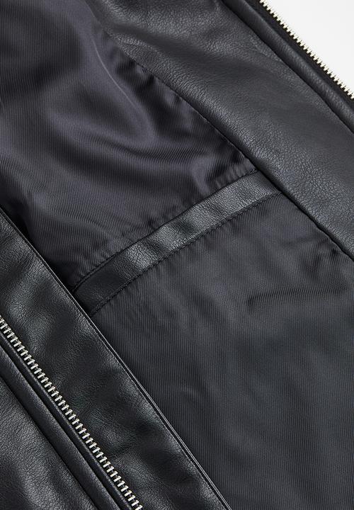 H&M - Imitation leather jacket - black