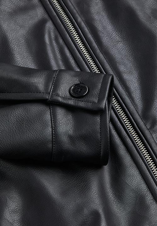 H&M - Imitation leather jacket - black