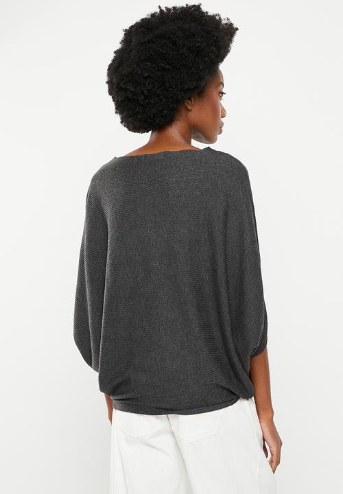 Noisy May - New behave batsleeve pullover knit - dark grey