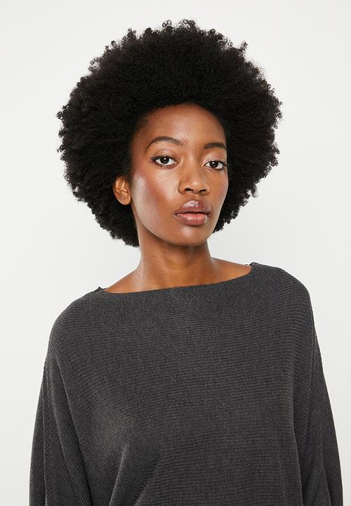Noisy May - New behave batsleeve pullover knit - dark grey