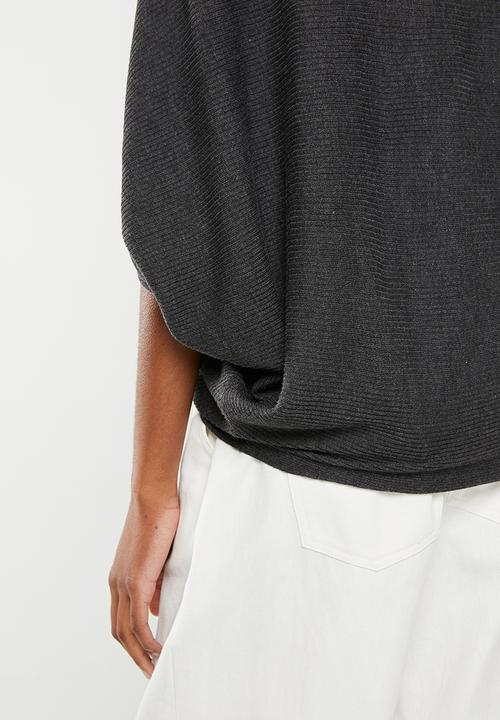 Noisy May - New behave batsleeve pullover knit - dark grey