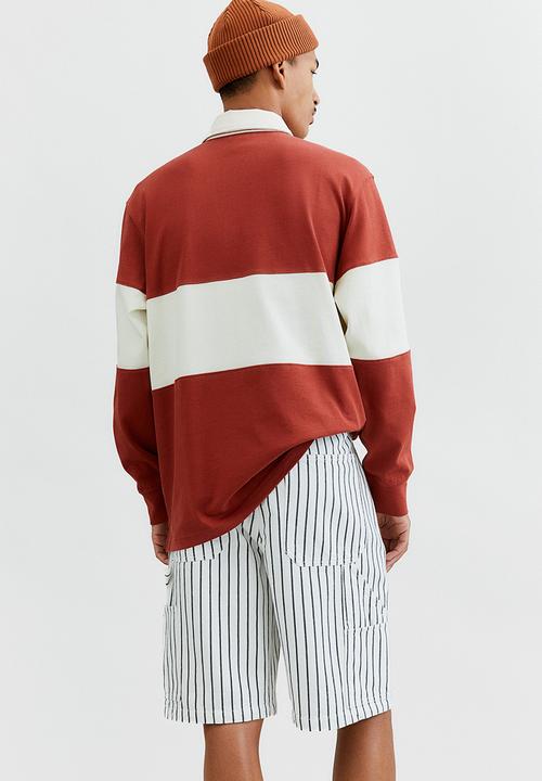 H&M - Relaxed fit rugby shirt - rust brown/cream