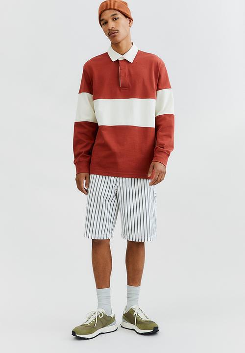 H&M - Relaxed fit rugby shirt - rust brown/cream