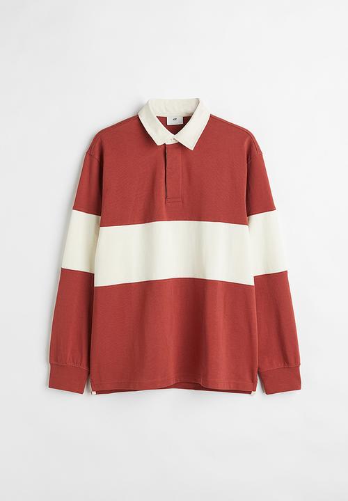 H&M - Relaxed fit rugby shirt - rust brown/cream
