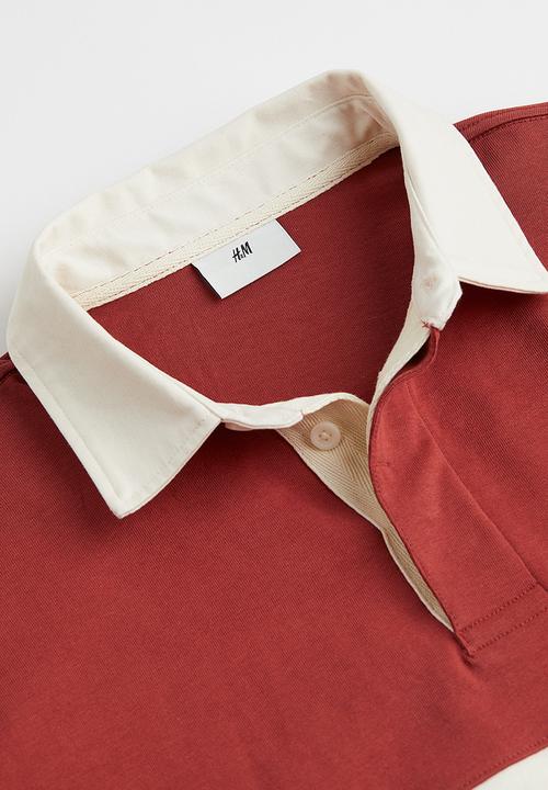 H&M - Relaxed fit rugby shirt - rust brown/cream