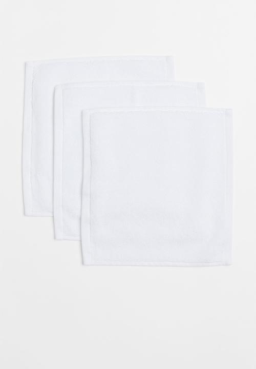 H&M - 3-pack cotton terry flannels - white