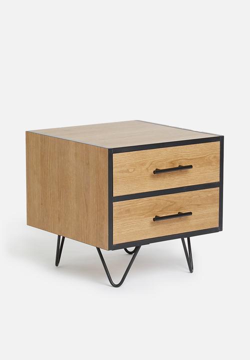 Sixth Floor - Penn 2 drawer bedside table - black&natural