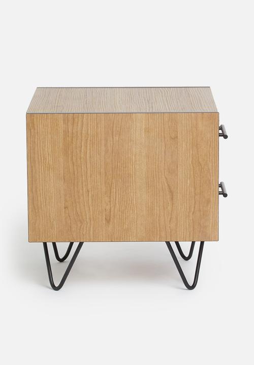 Sixth Floor - Penn 2 drawer bedside table - black&natural