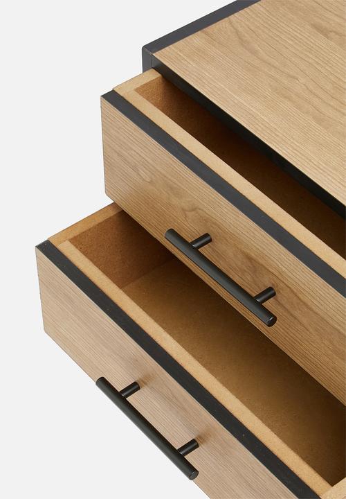 Sixth Floor - Penn 2 drawer bedside table - black&natural