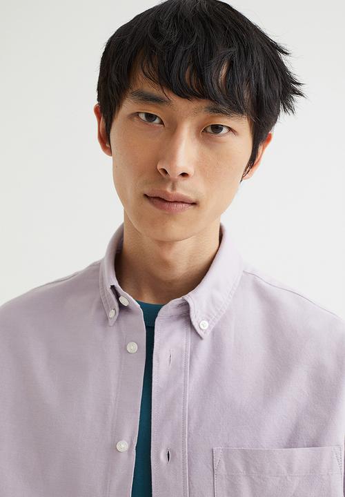 H&M - Oversized fit short sleeved oxford shirt - light purple