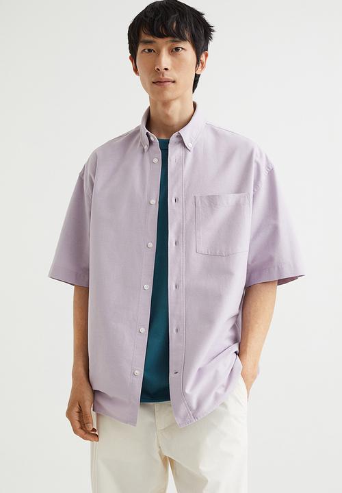 H&M - Oversized fit short sleeved oxford shirt - light purple