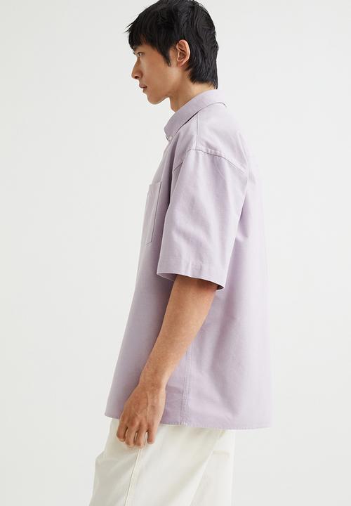 H&M - Oversized fit short sleeved oxford shirt - light purple