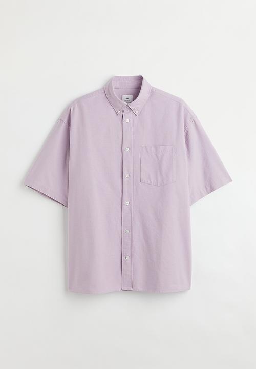 H&M - Oversized fit short sleeved oxford shirt - light purple