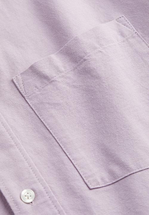 H&M - Oversized fit short sleeved oxford shirt - light purple