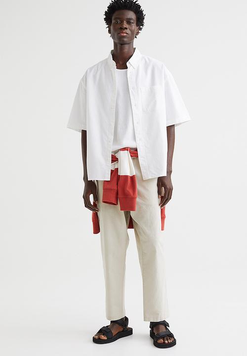 H&M - Oversized fit short sleeved oxford shirt - white