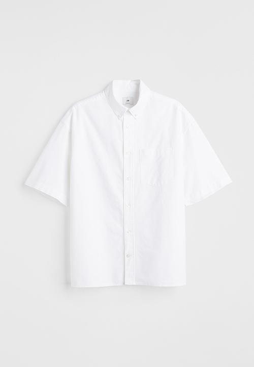 H&M - Oversized fit short sleeved oxford shirt - white