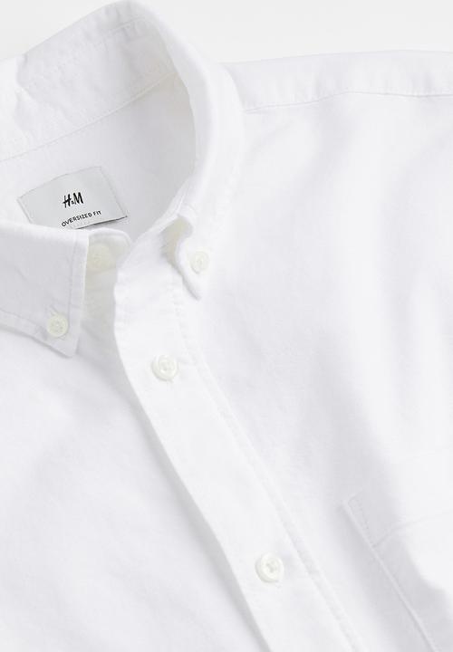H&M - Oversized fit short sleeved oxford shirt - white