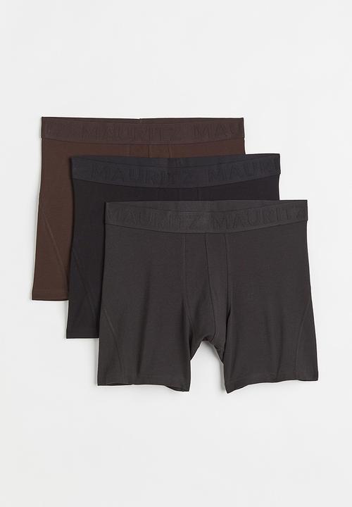 H&M - 3 Pack mid cotton trunks - dark brown/black
