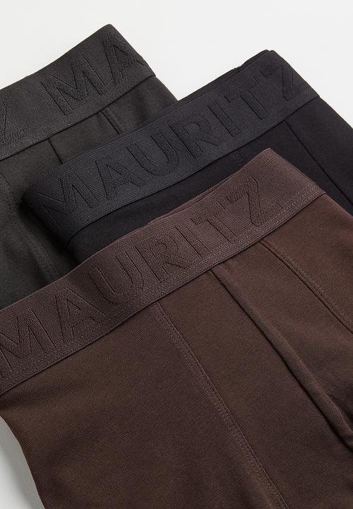 H&M - 3 Pack mid cotton trunks - dark brown/black