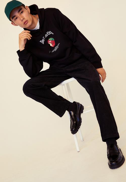 H&M - Loose fit corduroy trousers - black